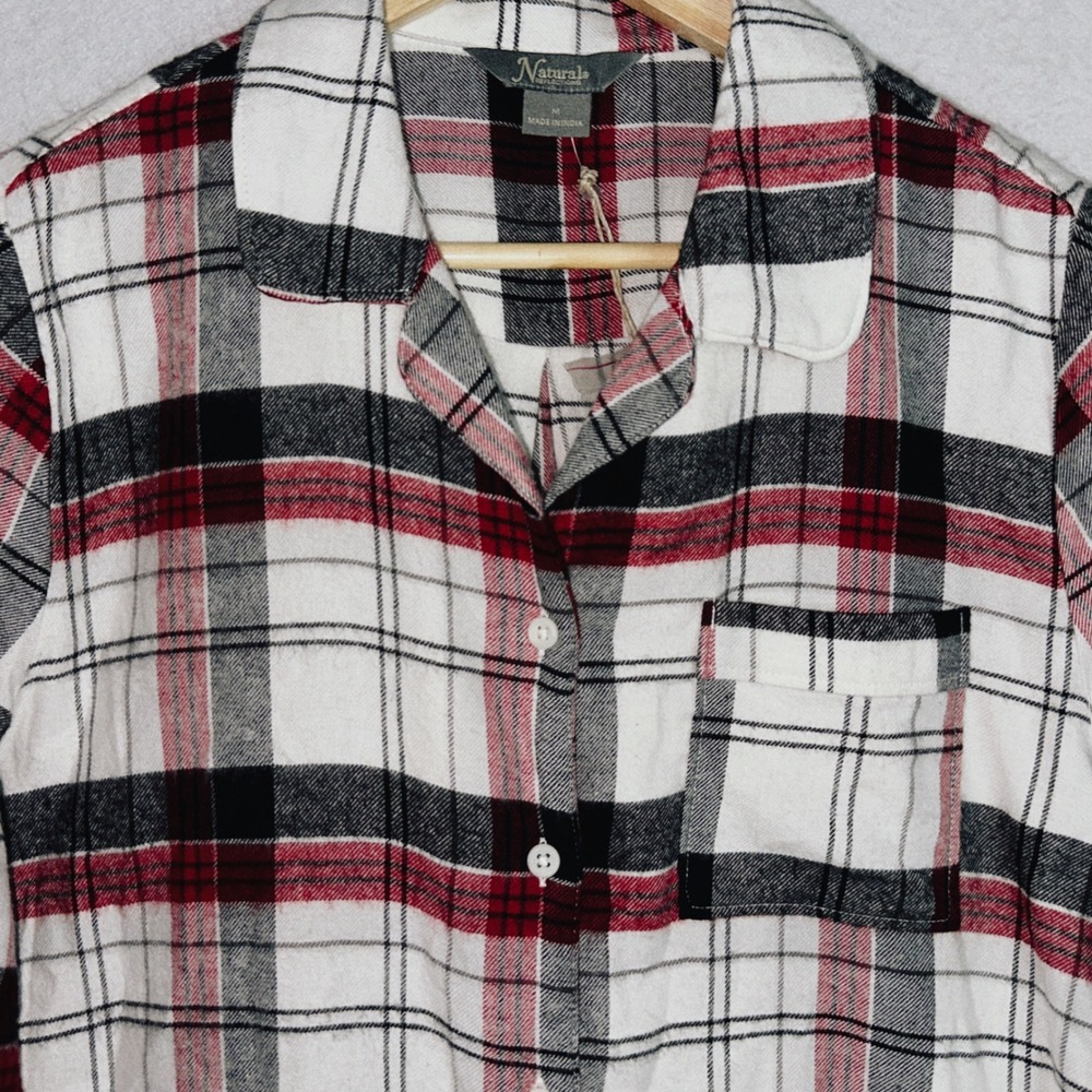 Natural Reflections Women's Red Black White Plaid Button Down Shirt M - Picture 4 of 8